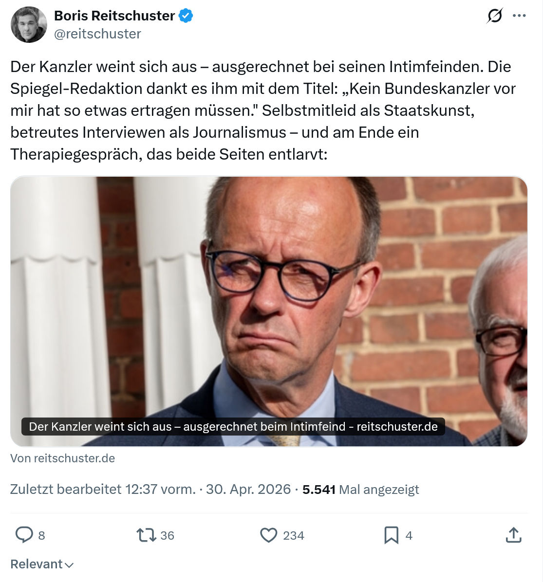 Boris Reitschuster: Der Kanzler weint sich aus...