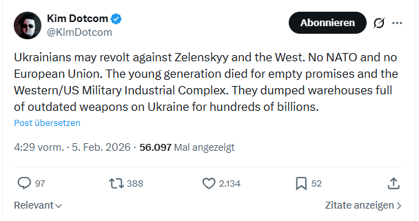 Kim Dotcom: Ukrainians may revolt against Zelenskyy...