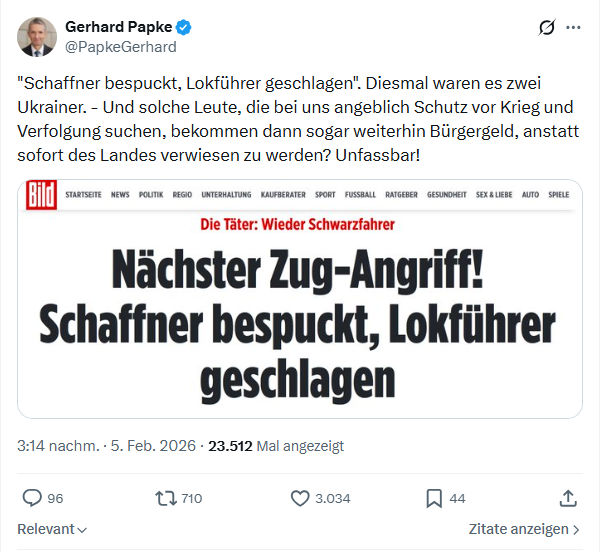 Gerhard Papke: "Schaffner bespuckt, Lokführer geschlagen"...