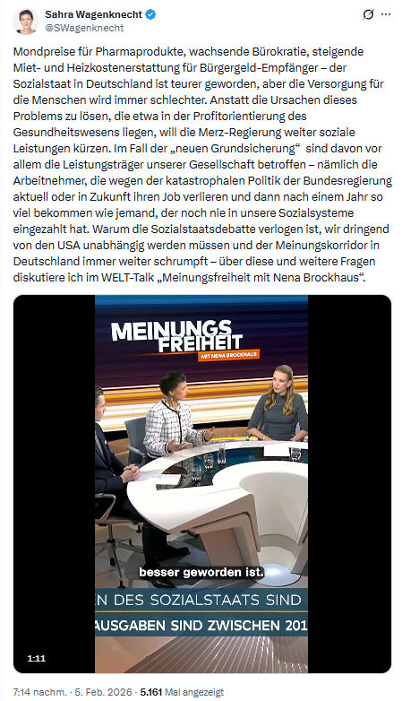 Sahra Wagenknecht: Mondpreise für Pharmaprodukte, wachsende Bürokratie...