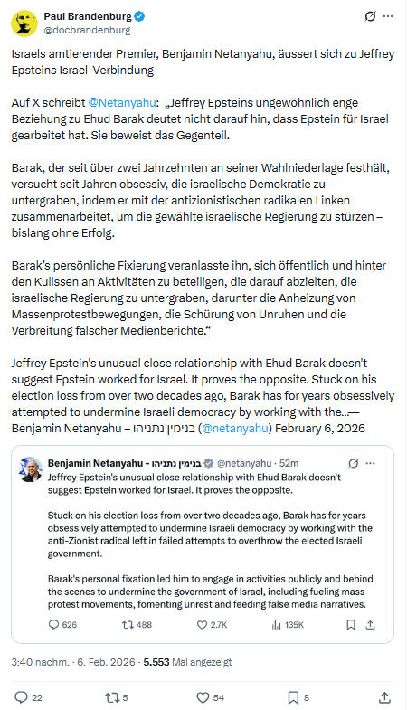 Paul Brandenburg: Israels amtierender Premier, Benjamin Netanyahu...