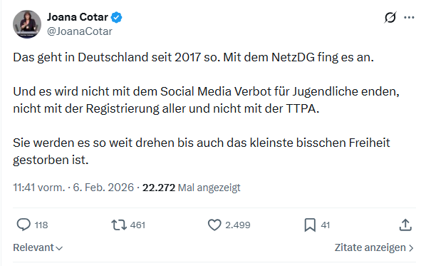 Joana Cotar: Das geht in Deutschland seit 2017...