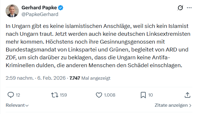 Gerhard Papke: In Ungarn gibt es keine islamistischen Anschläge...
