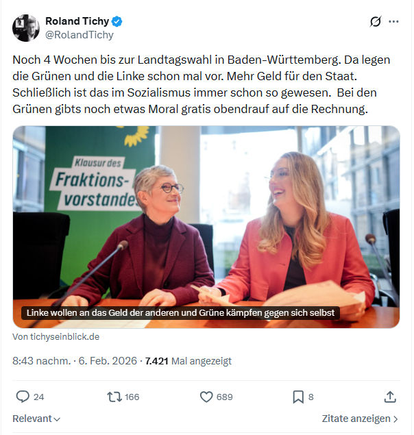 Roland Tichy: Noch 4 Wochen bis zur Landtagswahl...