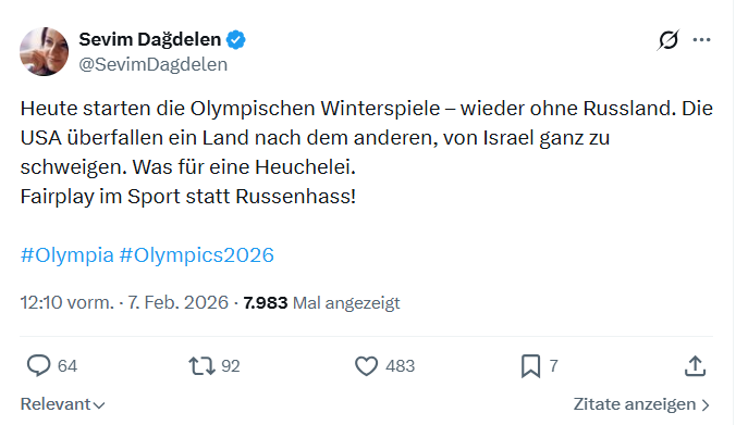Sevim Dagdelen: Heute starten die Olympischen Winterspiele...