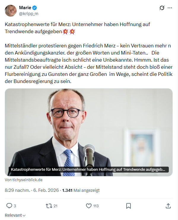 Marie kripp: Katastrophenwerte für Merz...