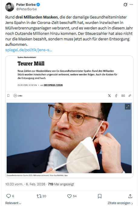 Peter Borbe: Rund drei Milliarden Masken...