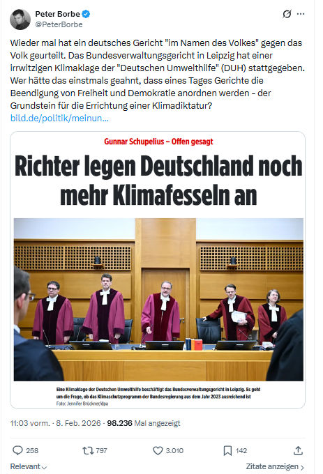 Peter Borbe: Wieder mal hat ein deutsches Gericht...