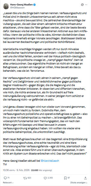 Hans-Georg Maaßen: „Lassen Sie uns die Dinge beim Namen nennen...