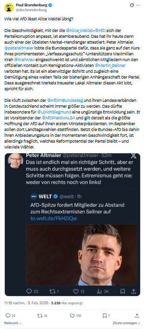 Paul Brandenburg: Wie viel AfD lässt Alice Weidel übrig...