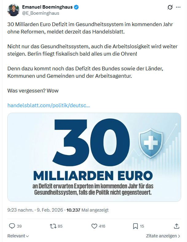 Emanuel Boeminghaus: 30 Milliarden Euro Defizit im Gesundheitssystem...