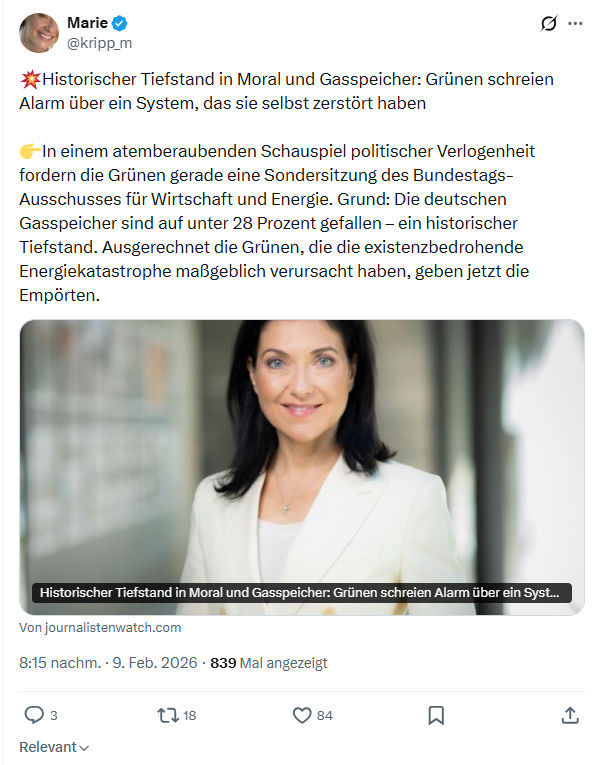 Marie kripp: Historischer Tiefstand in Moral und Gasspeicher...