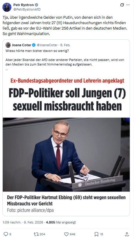 Petr Bystron: Tja, über irgendwelche Gelder von Putin...