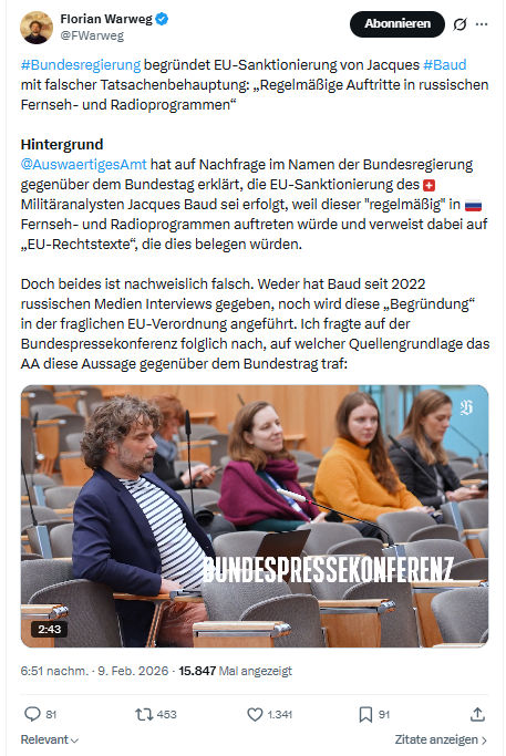 Florian Warweg: #Bundesregierung begründet EU-Sanktionierung...