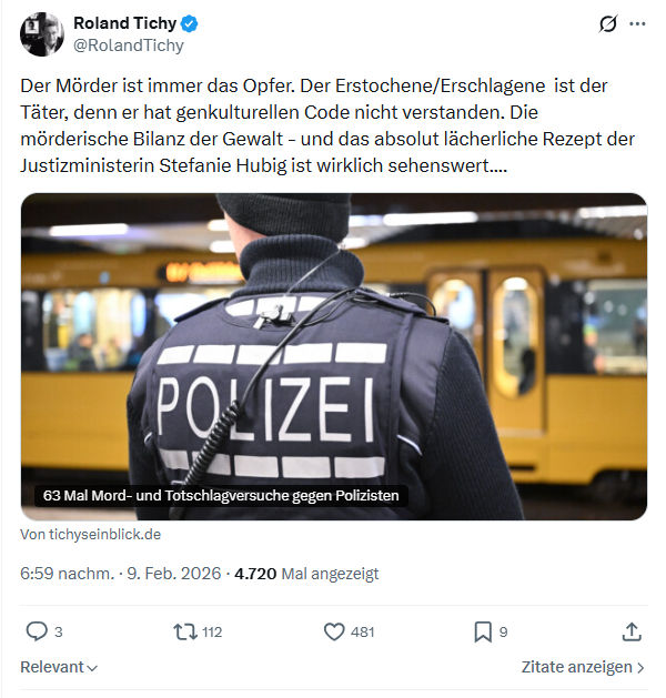 Roland Tichy: Der Mörder ist immer das Opfer...