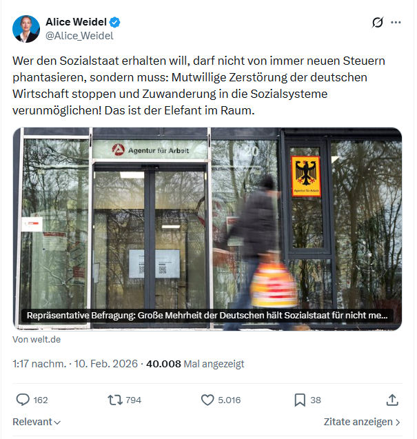 Alice Weidel: Wer den Sozialstaat erhalten will...
