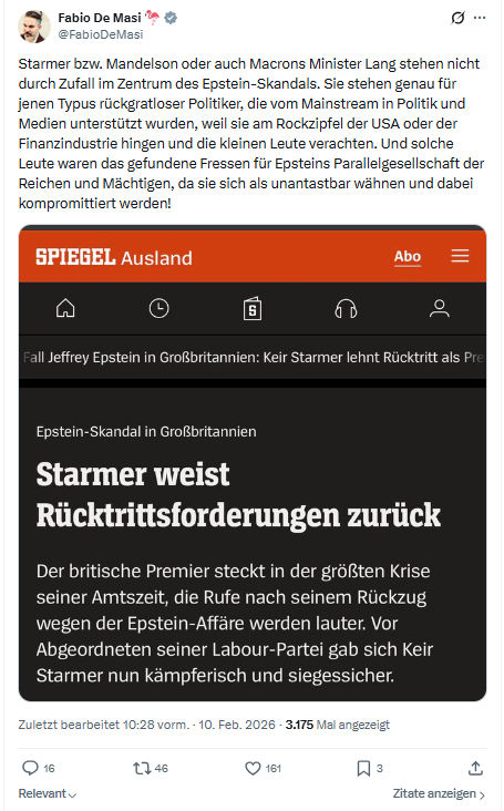 Fabio De Masi: Starmer bzw. Mandelson oder auch Macrons...