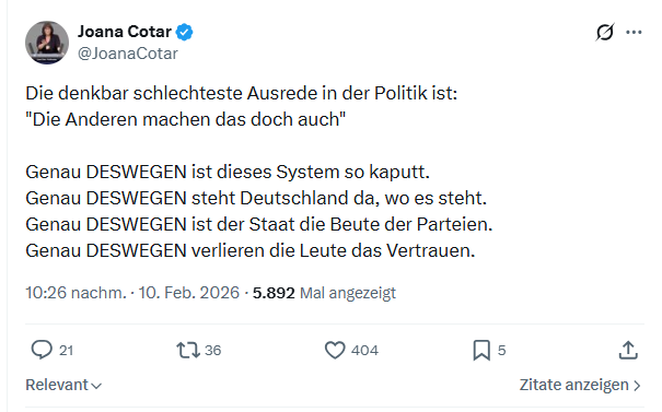 Joana Cotar: Die denkbar schlechteste Ausrede...