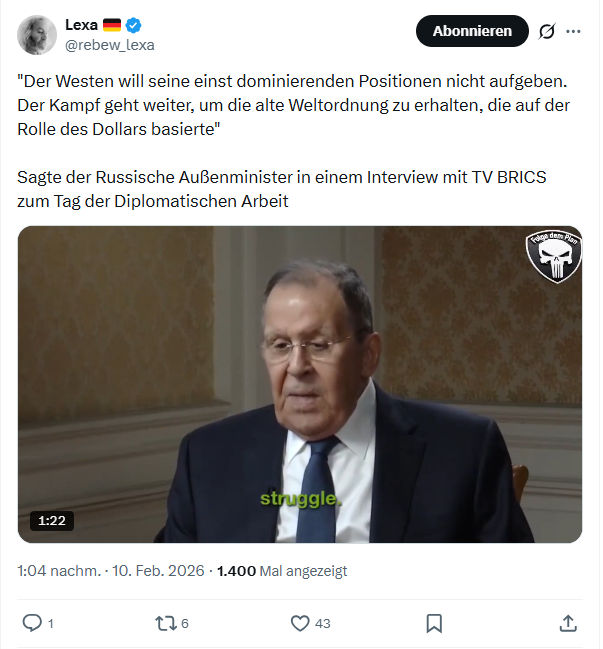 Lexa Rebew: Der Westen will seine einst dominierenden Positionen...