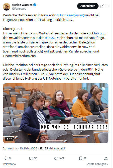 Florian Warweg: Deutsche Goldreserven in New York...