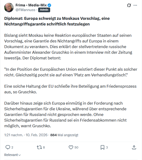 Friedrich Mannus: Diplomat: Europa schweigt zu Moskaus...