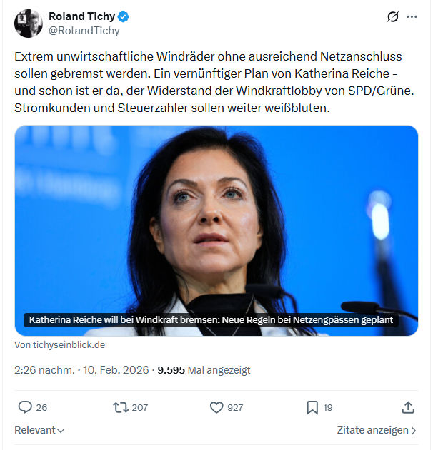 Roland Tichy: Extrem unwirtschaftliche Windräder ohne ausreichend Netzanschluss...