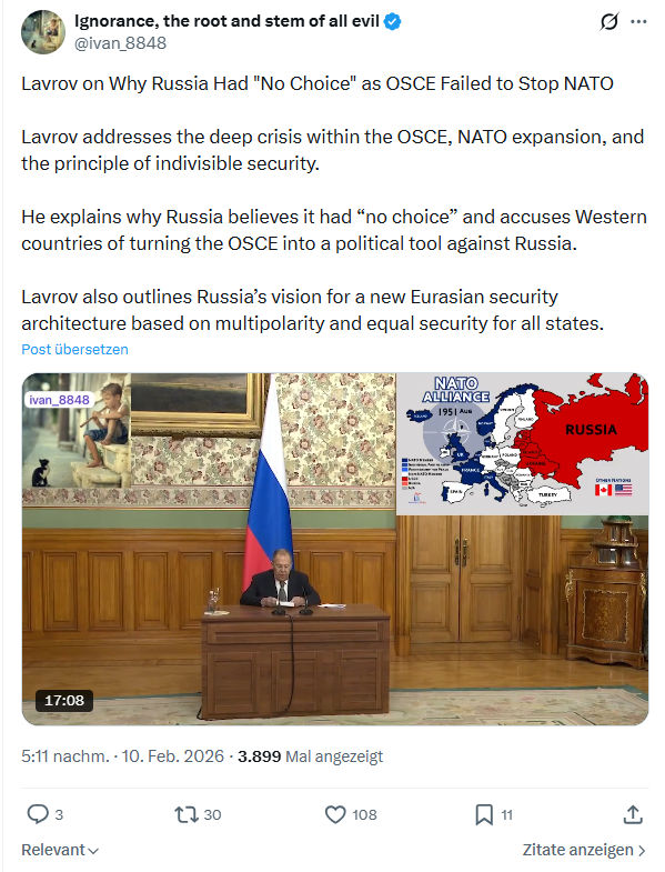 ivan Ignorance: Lavrov on Why Russia Had "No Choice" as OSCE...