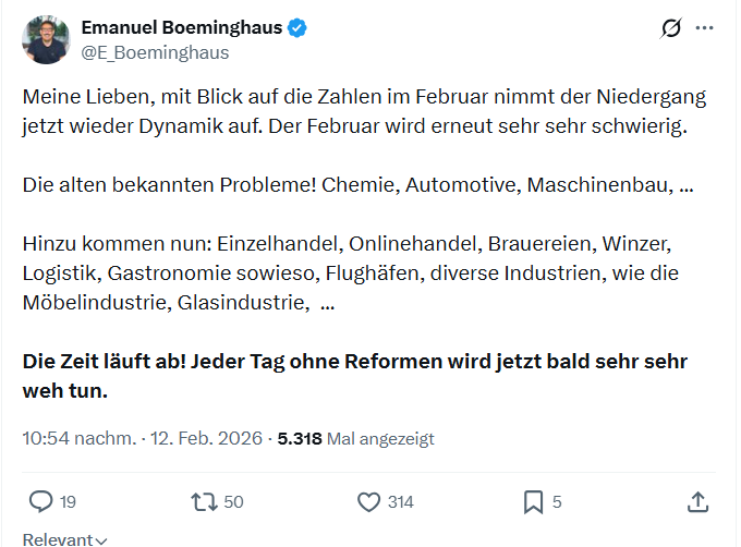 Emanuel Boeminghaus: Meine Lieben, mit Blick auf die Zahlen...