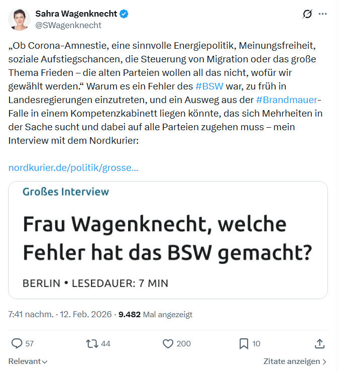 Sahra Wagenknecht: Ob Corona-Amnestie, eine sinnvolle Energiepolitik...