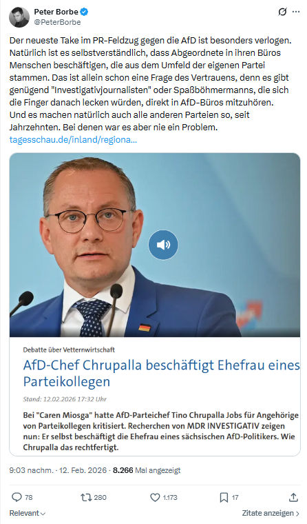 Peter Borbe: Der neueste Take im PR-Feldzug...