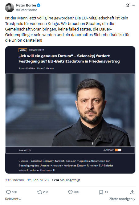 Peter Borbe: Ist der Mann jetzt völlig irre geworden...
