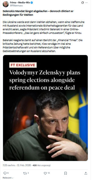 Friedrich Mannus: Selenskis Mandat längst abgelaufen...