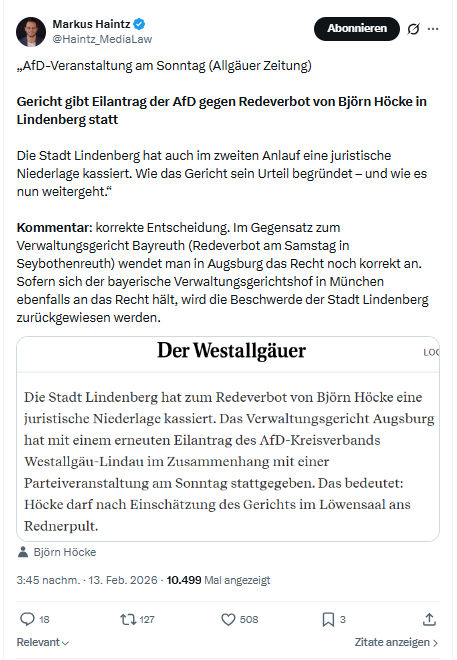 Markus Haintz: AfD-Veranstaltung am Sonntag (Allgäuer Zeitung)...