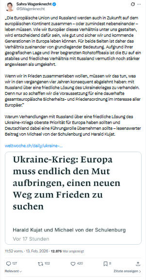 Sahra Wagenknecht: Die Europäische Union und Russland...