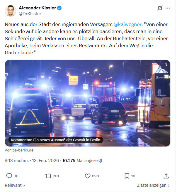 Alexander Kissler: Neues aus der Stadt des regierenden Versagers...