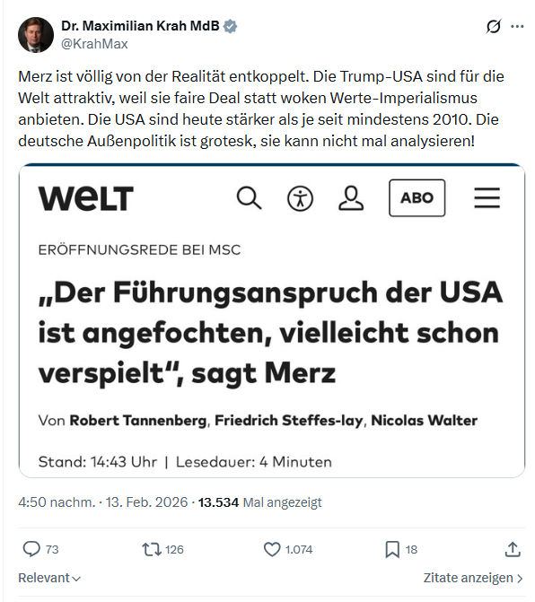 Maximilian Krah: Merz ist völlig von der Realität entkoppelt...
