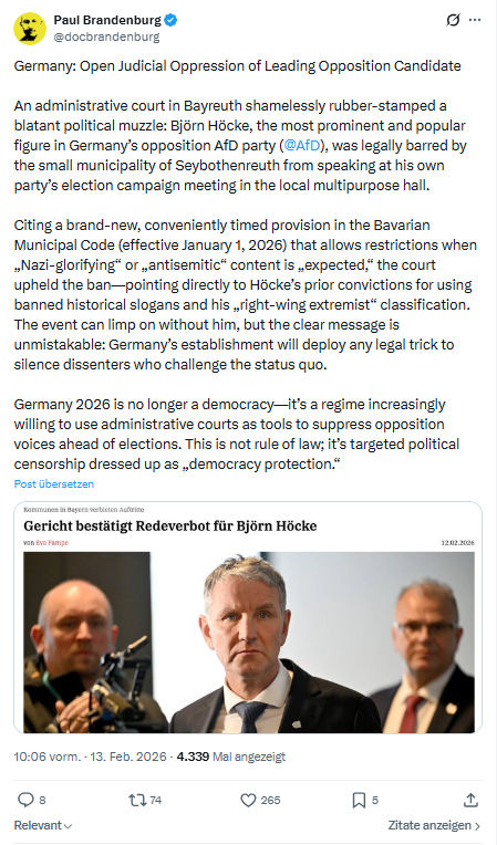 Paul Brandenburg: Germany: Open Judicial Oppression...