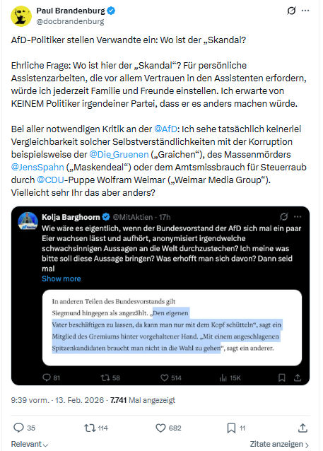 Paul Brandenburg: AfD-Politiker stellen Verwandte ein...