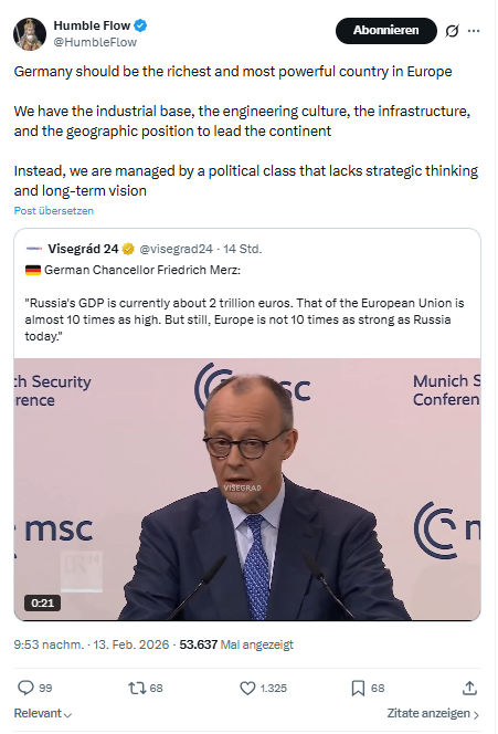 Humble Flow: Germany should be the richest and most powerful country in Europe...