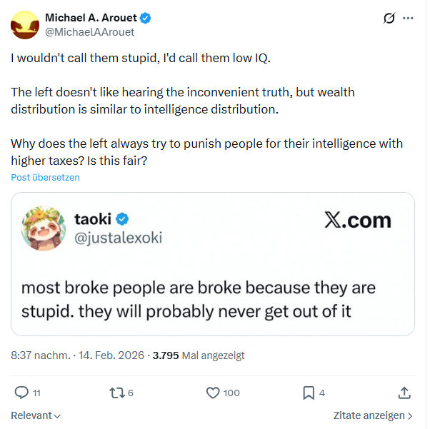 Michael A. Arouet: I wouldn't call them stupid, I'd call them low IQ...