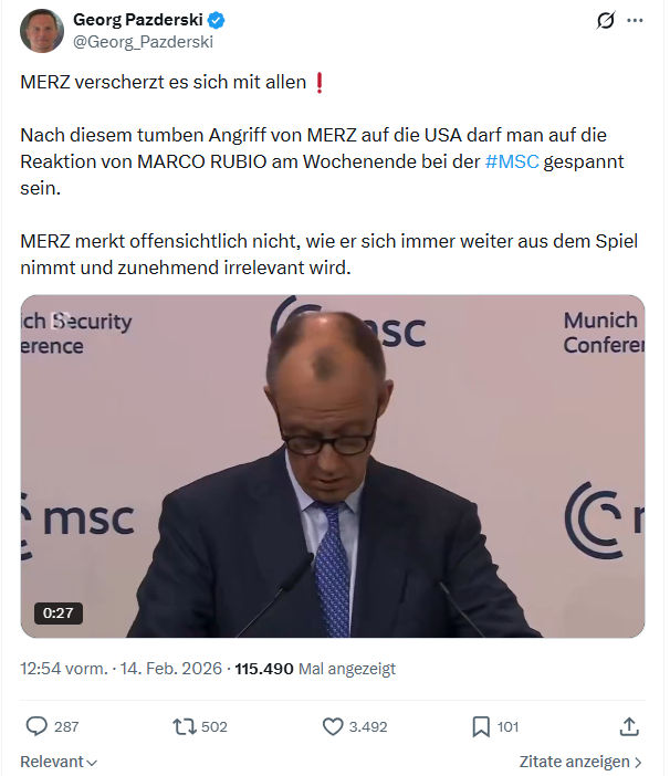 Georg Pazderski: MERZ verscherzt es sich mit allen...