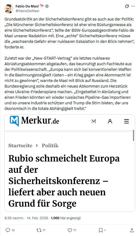 Fabio De Masi: Grundsatzkritik an der Sicherheitskonferenz...