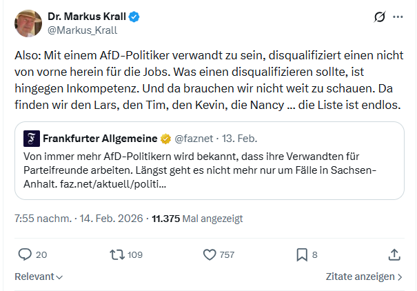 Markus Krall: Also: Mit einem AfD-Politiker verwandt zu sein...