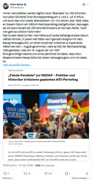 Peter Borbe: Immer verzweifelter werden täglich neue "Skandale"...