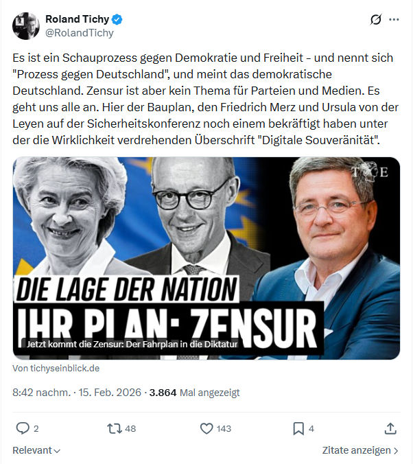 Roland Tichy: Es ist ein Schauprozess gegen Demokratie und Freiheit...