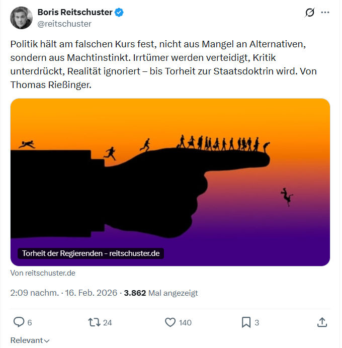 Boris Reitschuster: Politik hält am falschen Kurs fest...
