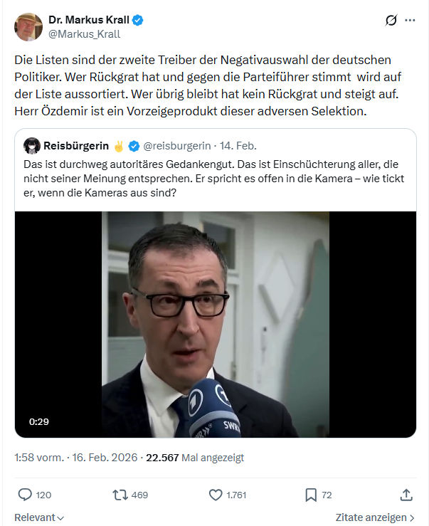 Markus Krall: Die Listen sind der zweite Treiber der Negativauswahl...