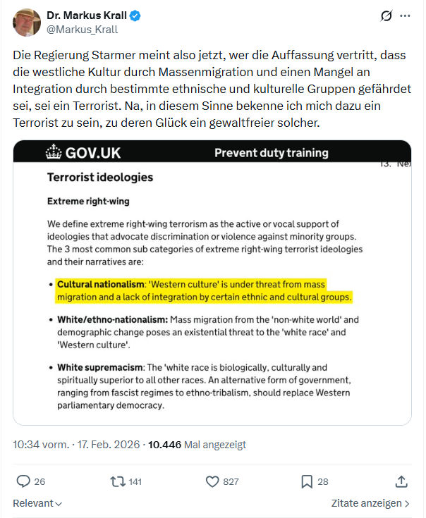Markus Krall: Die Regierung Starmer meint also jetzt...