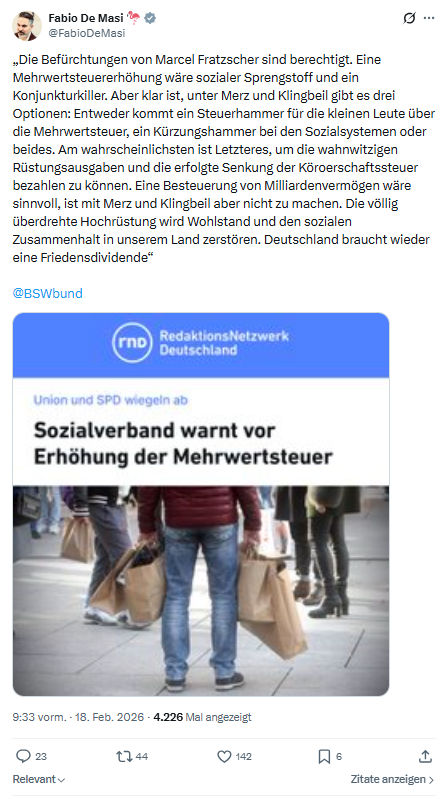 Fabio De Masi: Die Befürchtungen von Marcel Fratzscher sind berechtigt...