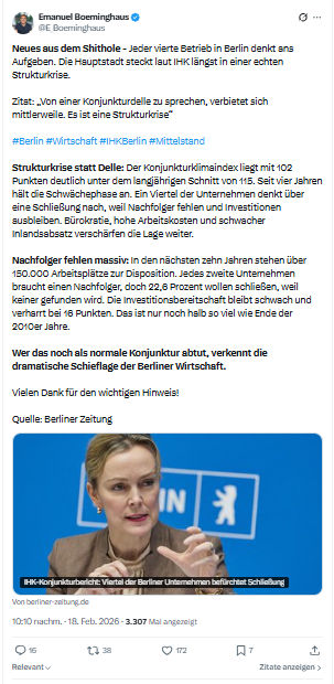 Emanuel Boeminghaus: Neues aus dem Shithole - Jeder vierte Betrieb...
